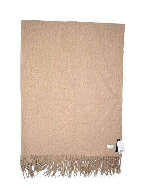 Petite Plume Cashmere Fringe Throw in Beige 